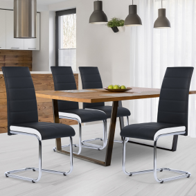 13354 - Sedie da pranzo MIA in bianco e nero Lot de 4 chaises Mia noires liseré blanc pour salle à manger
