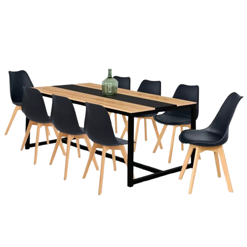 Eettafel met 4 stoelen, eetgroep met fluwelen eetstoel