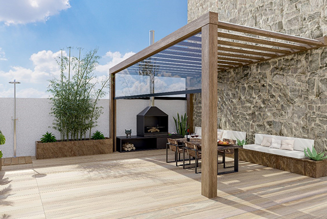 Une pergola agrémentant une terrasse en bois