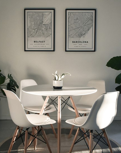 Table ronde, blanche, style scandinave