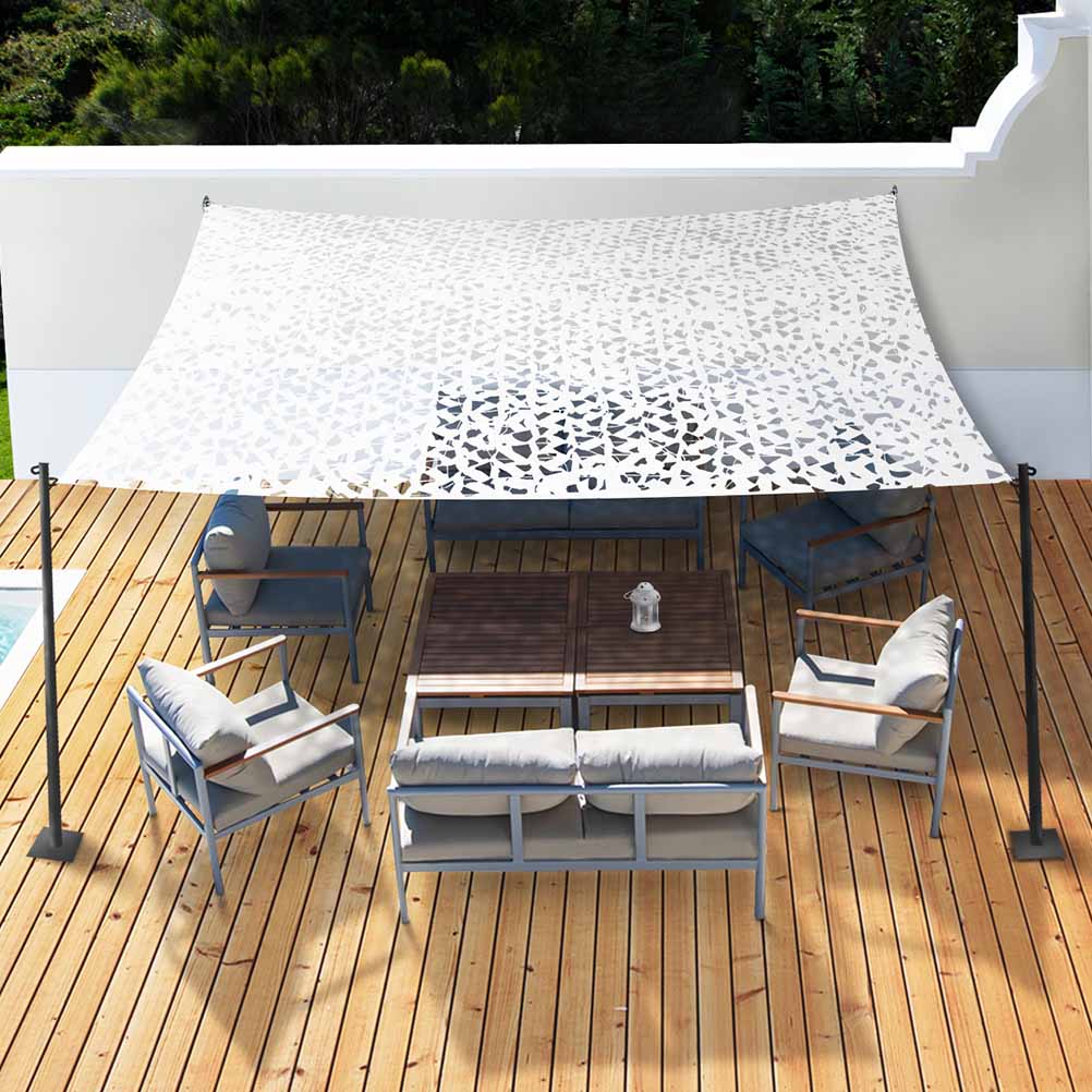 Voile D'ombrage Rectangulaire Camouflage Sable 4x6 M - Polyester Anti-UV, 4 Cordelettes - Pour Terrasse, Jardin
