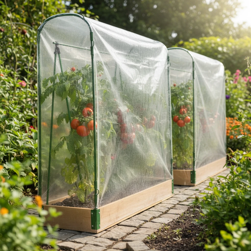 Une serre installée dans un jardin bien entretenu