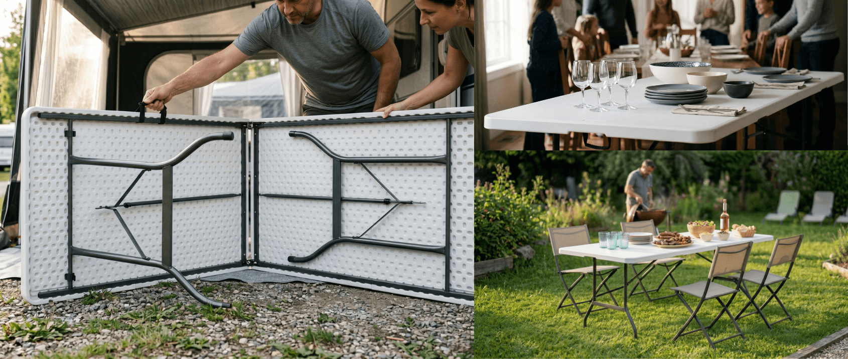 Table pliante d'appoint portable 180 CM pour camping ou réception