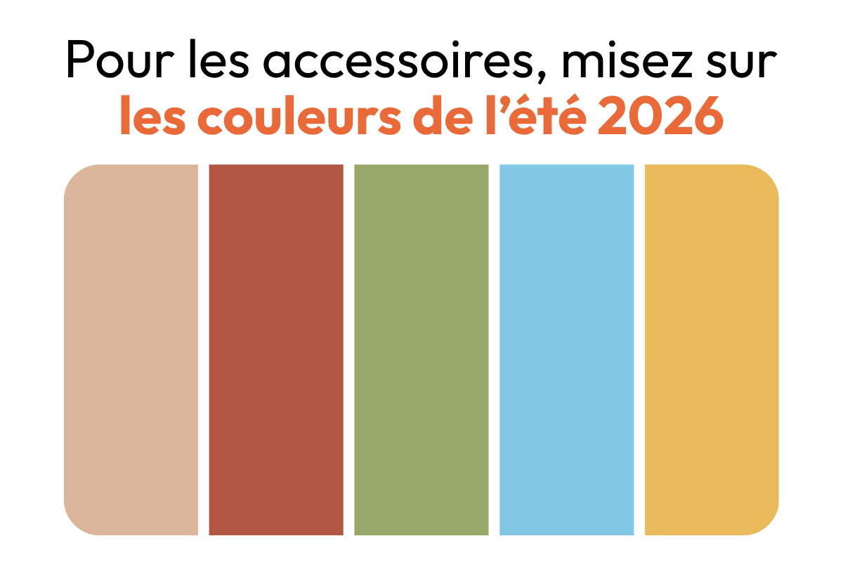 Palette des couleurs tendance de l’été 2026 pour décoration extérieure avec beige sable, terracotta, vert sauge, bleu ciel et ocre jaune