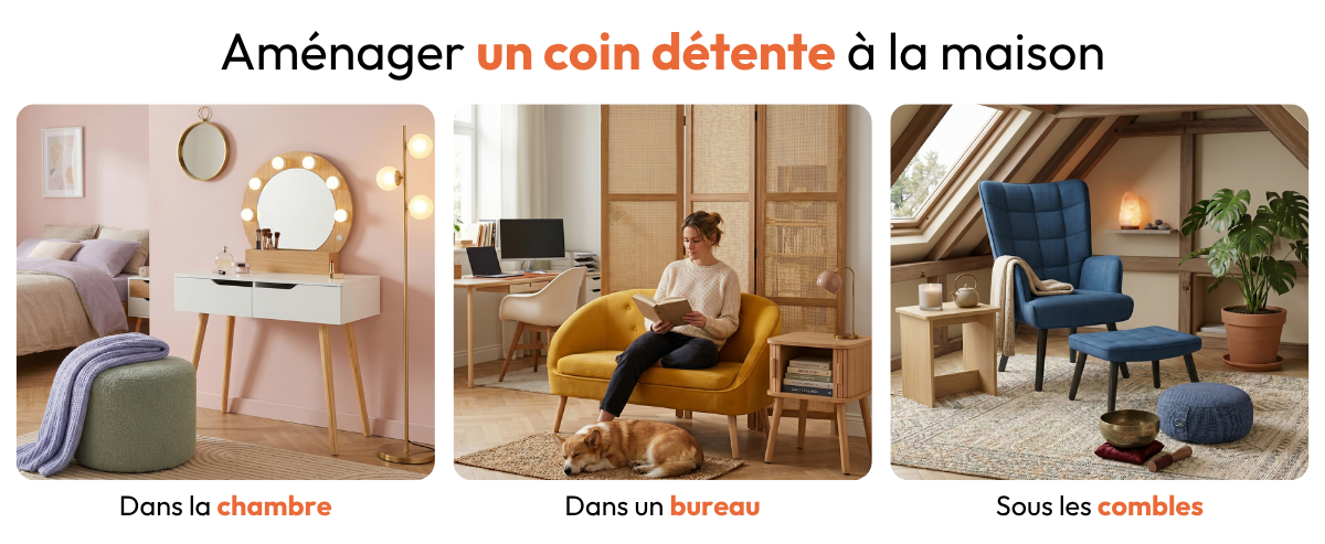 Trois idées d’aménagement pour un coin détente à la maison dans une chambre, un bureau ou sous les combles